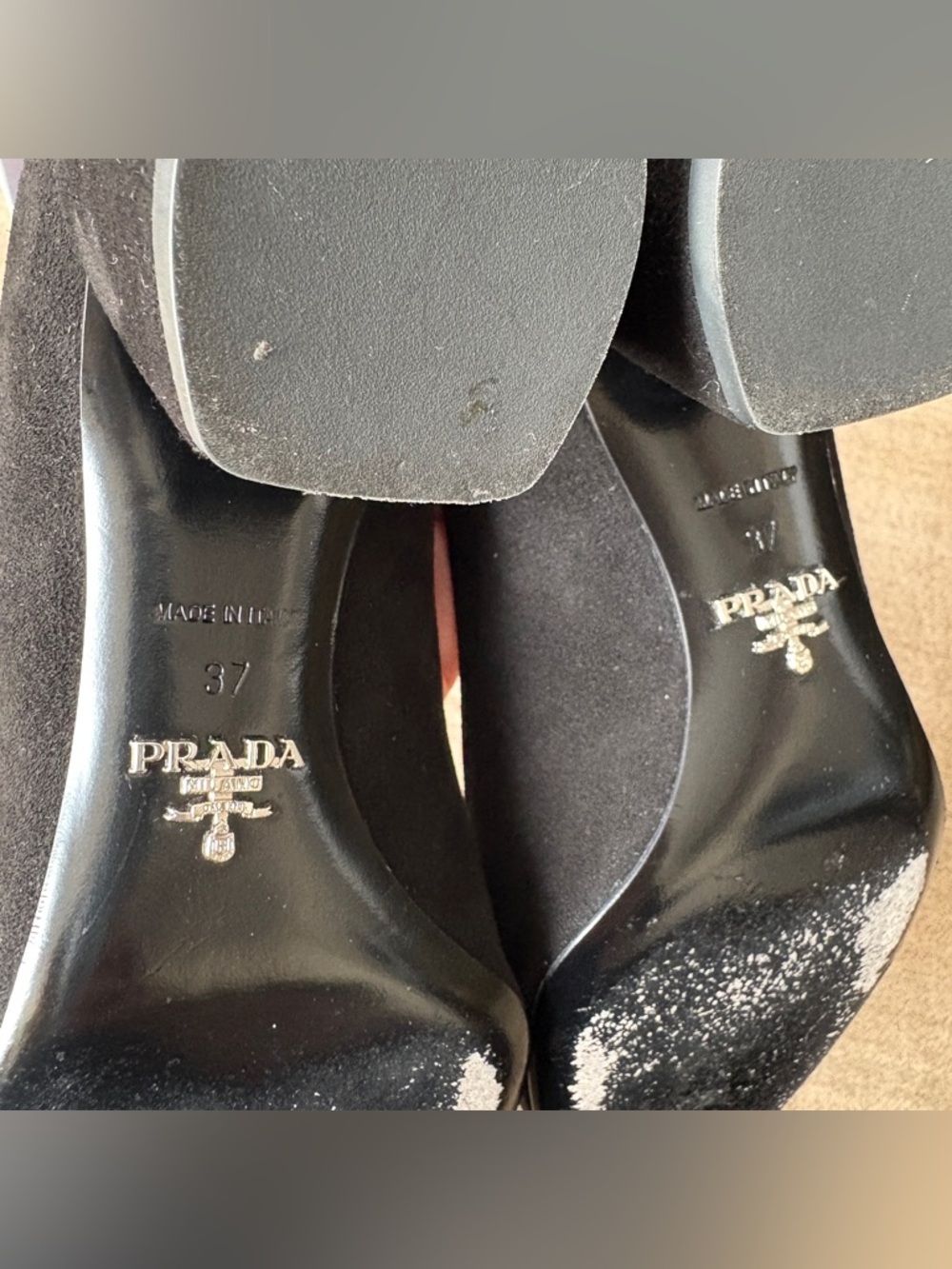 PRADA Black Suede Ankle Strap Heels 37 - Picture 7 of 9